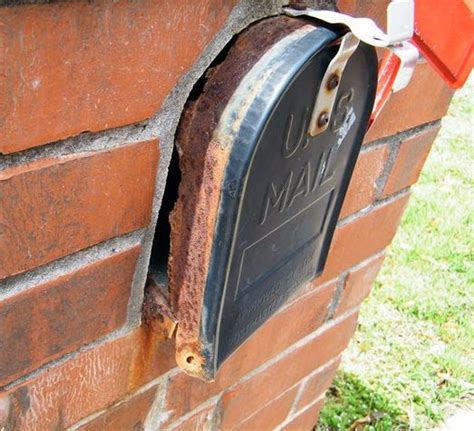 get a metal mailbox out of concrete block enclosure|mailbox replacement brick enclosure.